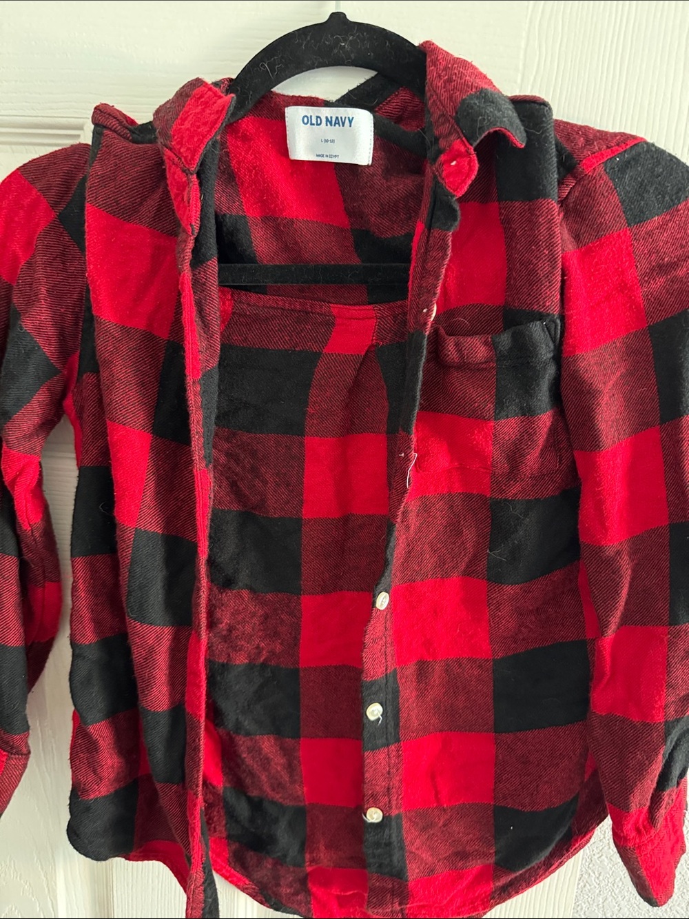 Old Navy Red & Black Plaid Button-Down Shirt for Kids